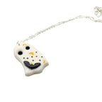 Ghost pendant handmade polymer clay necklace with silver chain 