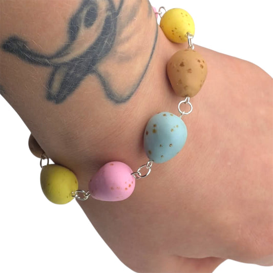 Chocolate mini egg bracelet, polymer clay handmade jewellery