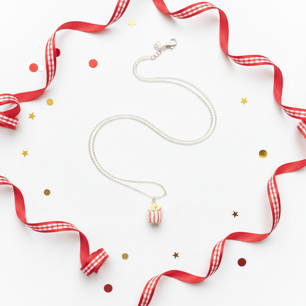 Popcorn Necklace Flat Lay