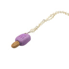Mini purple glitter ice lolly necklace kawaii polymer clay food jewellery gift for her