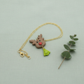 Reindeer polymer clay necklace cute Christmas jewellery with gold chain 