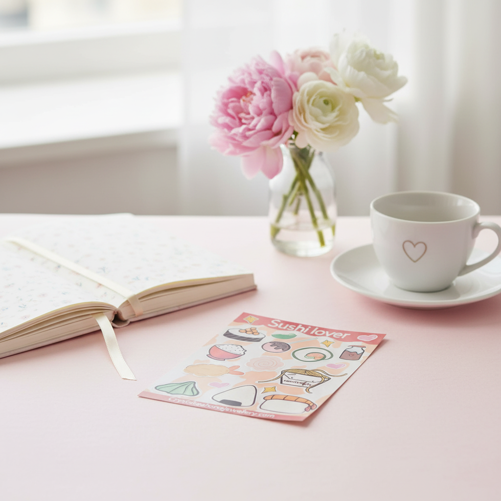 Sushi lover sticker sheet lifestyle shot