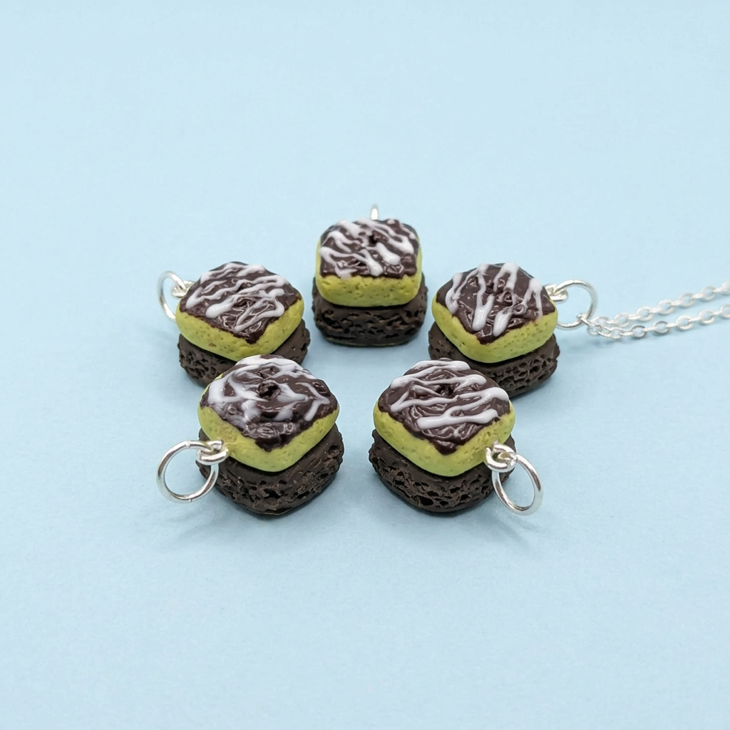 Chocolate traybake necklaces show. All together this listing is for 1 x tray bake necklace