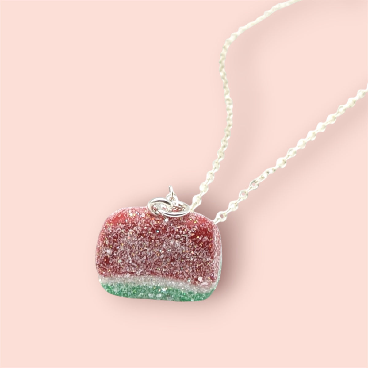 Watermelon sweet necklace, faux fizzy sweet jewellery gift for her 